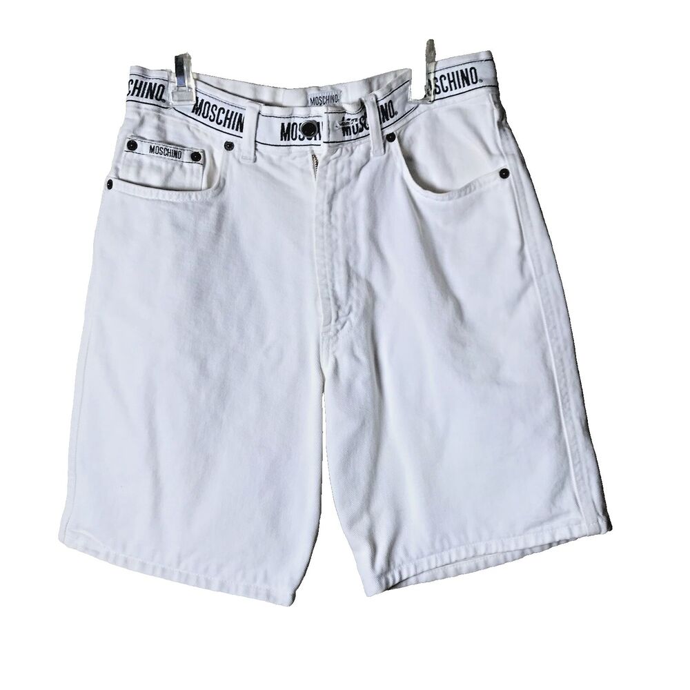 Moschino Men's Denim 100% Cotton Off White Jean Shorts Made in Italy Size 30